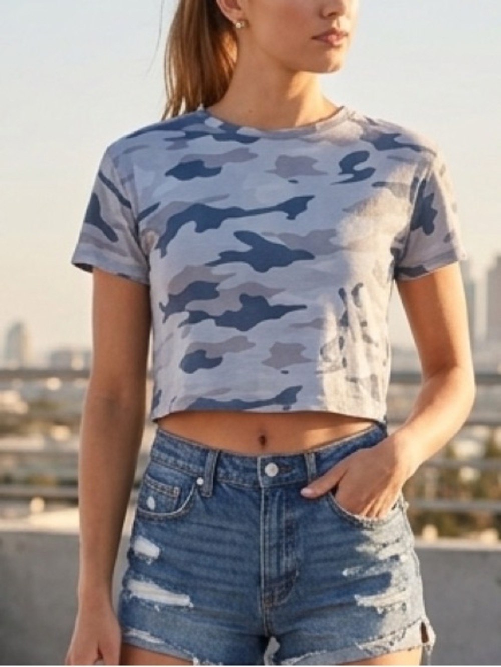 Old Navy Pale Blue Cropped Tee